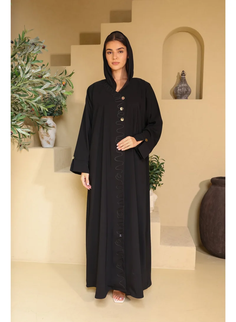 اكسا عباءة سوداء بتصميم موجة ثعبان سماوية